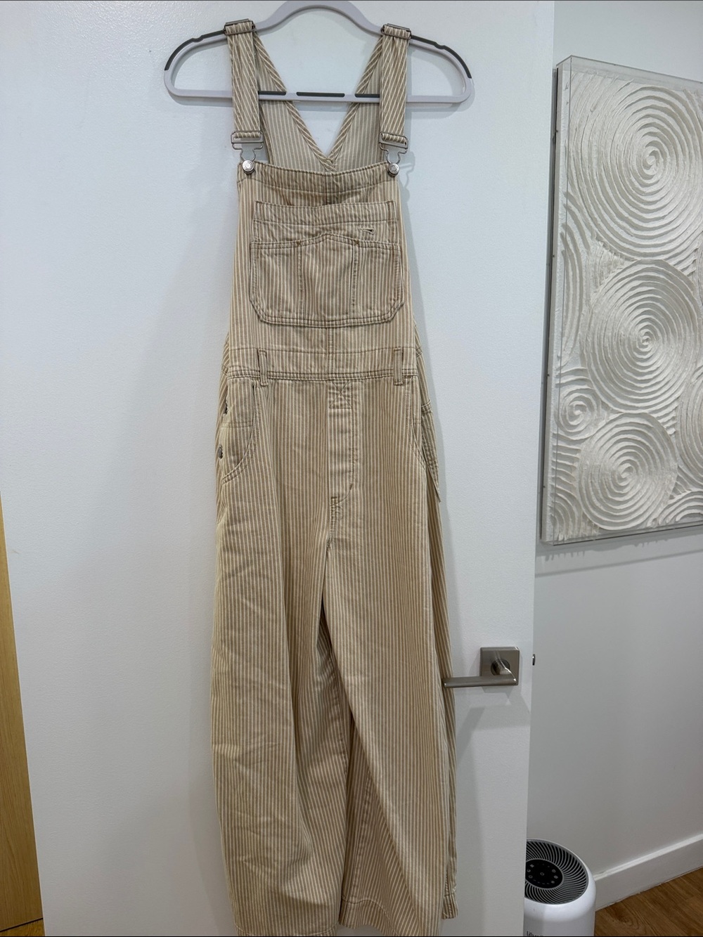GAP Beige Striped Cotton Overalls - Women